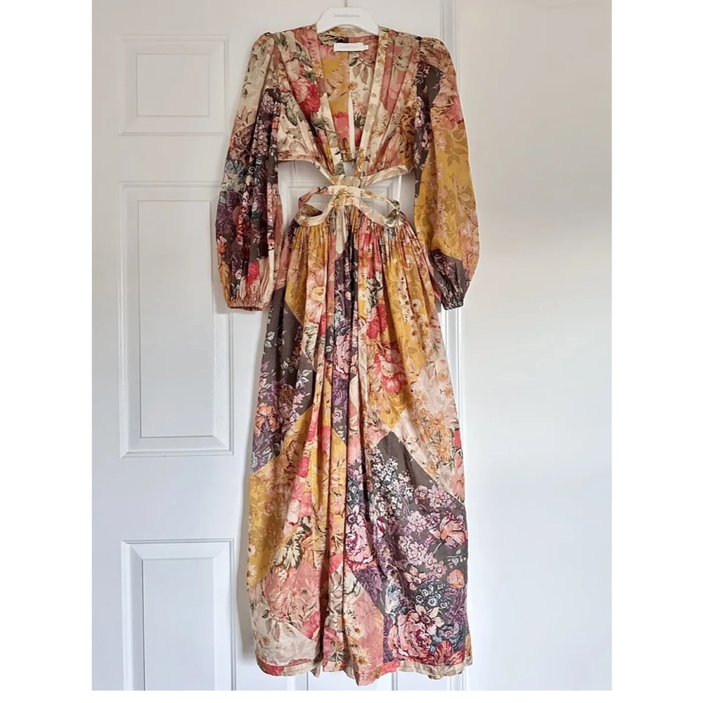 Zimmermann Floral Print Long Sleeve Cutout Cotton Dress - Picture 7 of 16